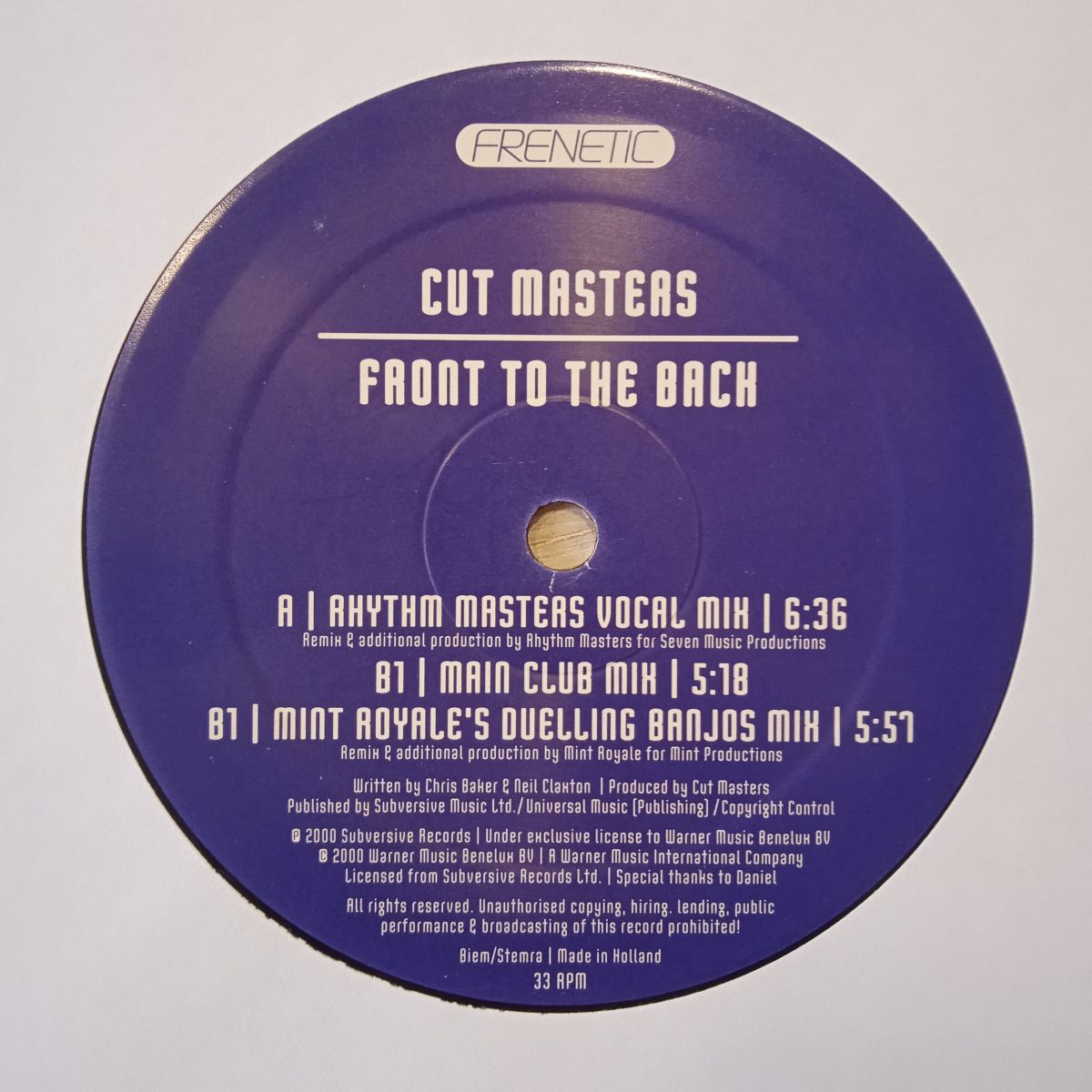 Cut Masters – Front To The Back (Vinyl,2000) - Image 5
