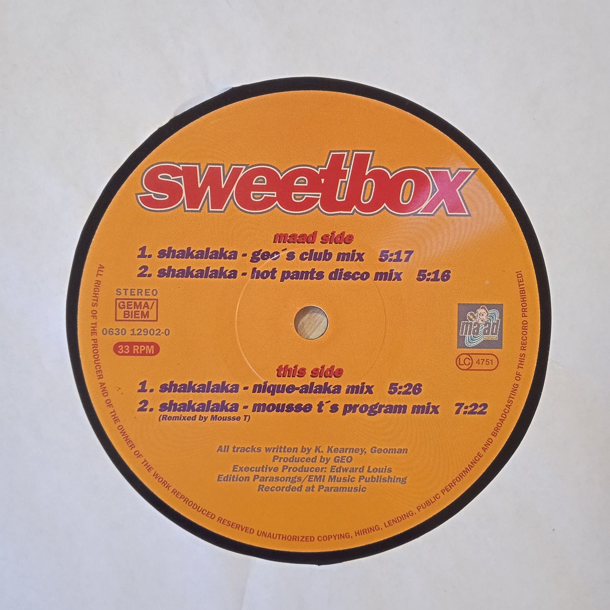 Sweetbox – Shakalaka (Vinyl,1995) - Image 4
