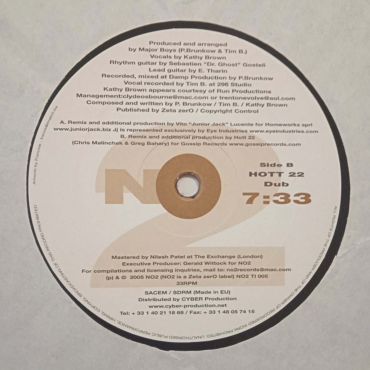 Major Boys Feat. Kathy Brown – Time And Time Again (Junior Jack Mix) (Vinyl,2005) - Image 3