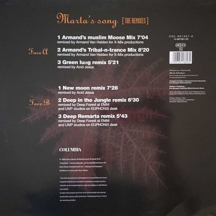 Deep Forest – Marta's Song (The Remixes) (Vinyl,1995) - Image 2